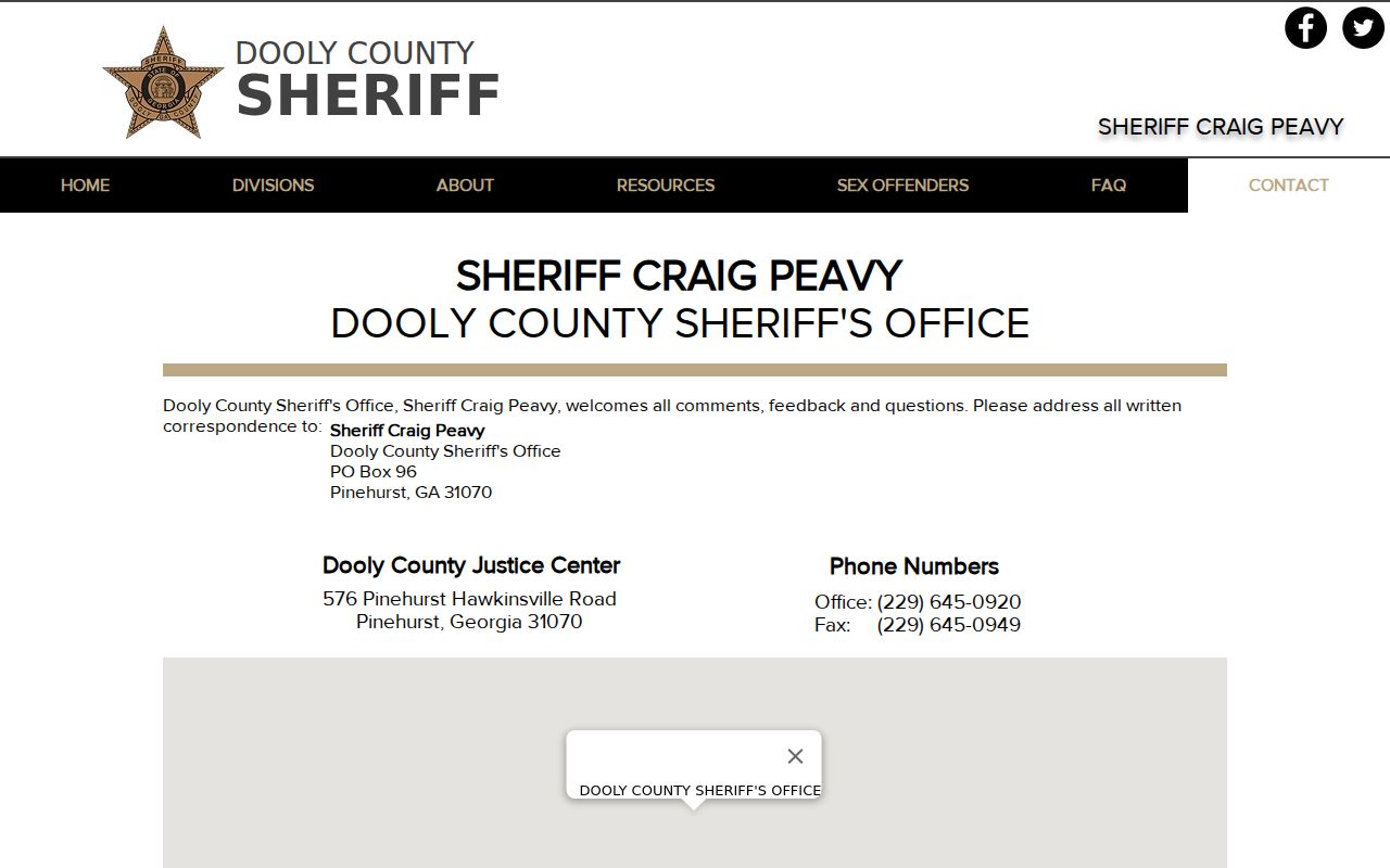 Dooly County arrest search Justice Center contact page