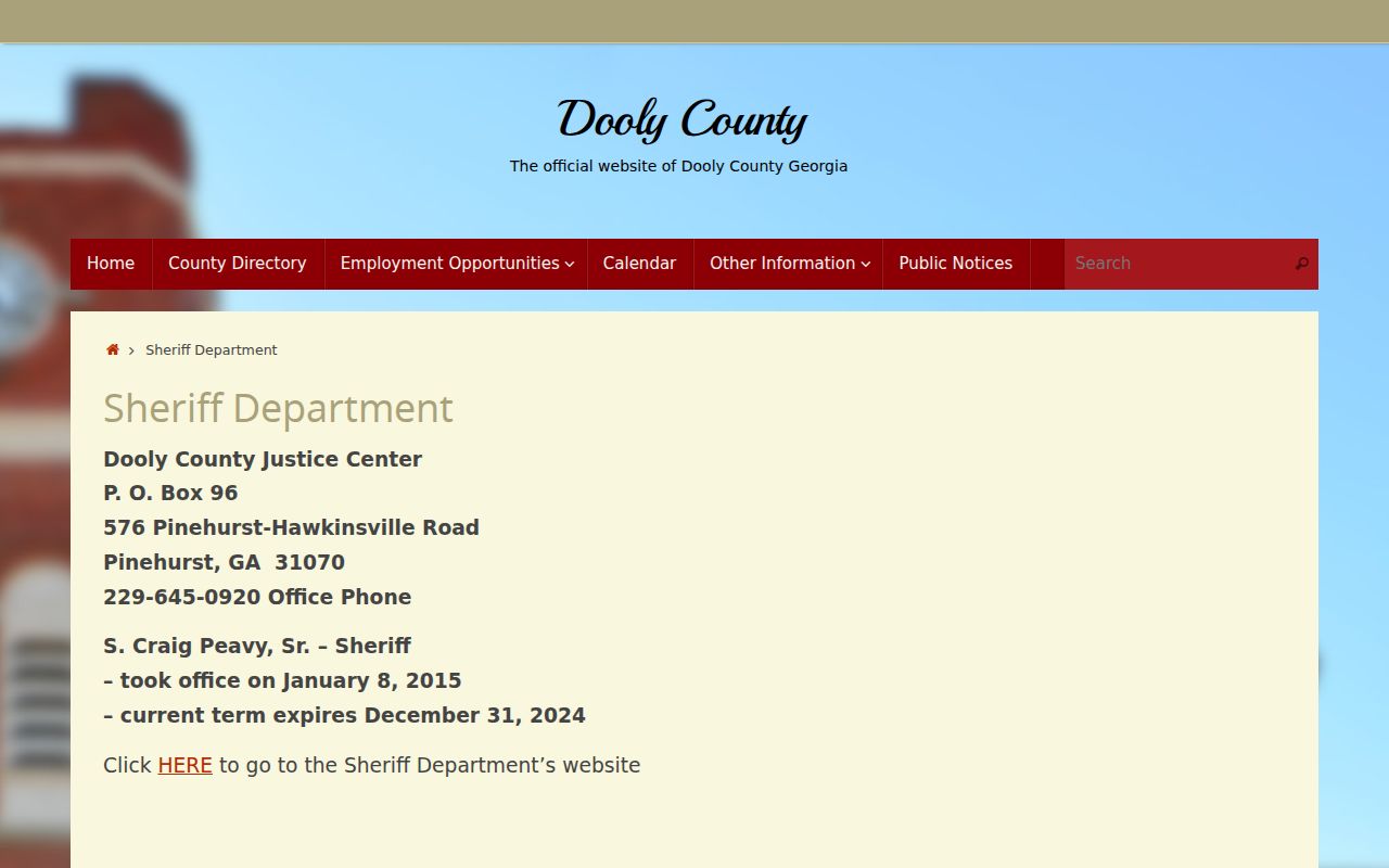 Dooly County arrest records official county sheriff profile