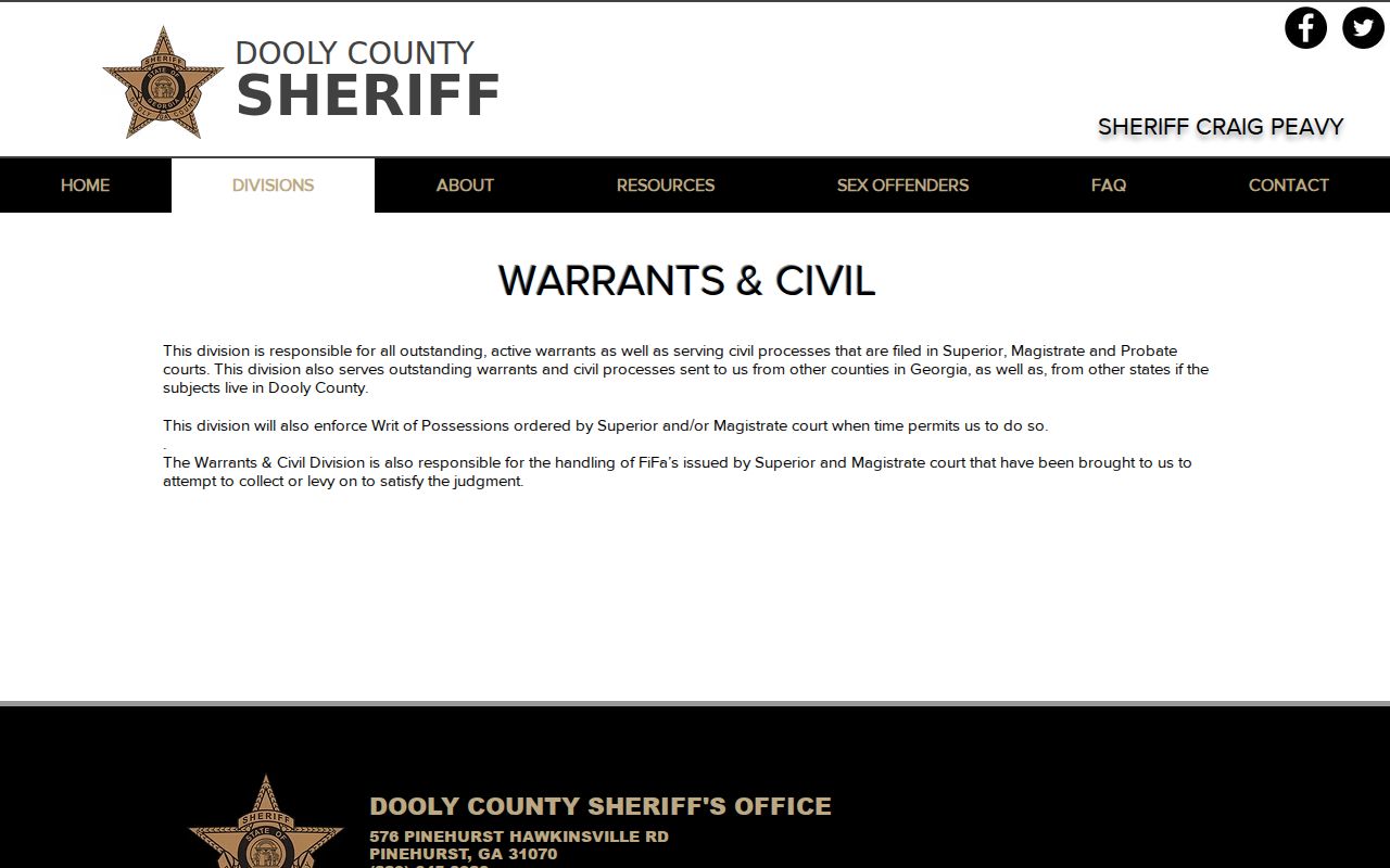 Dooly County court warrant record source from the sheriff