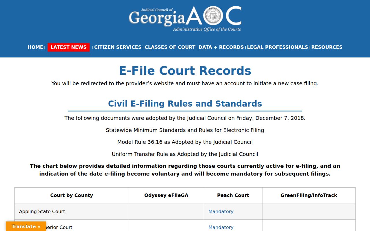 Dooly County court records source from Georgia E-Access