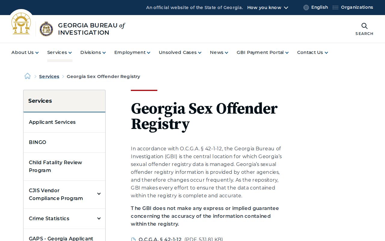 Official GBI Georgia Sex Offender Registry overview for Dooly County records