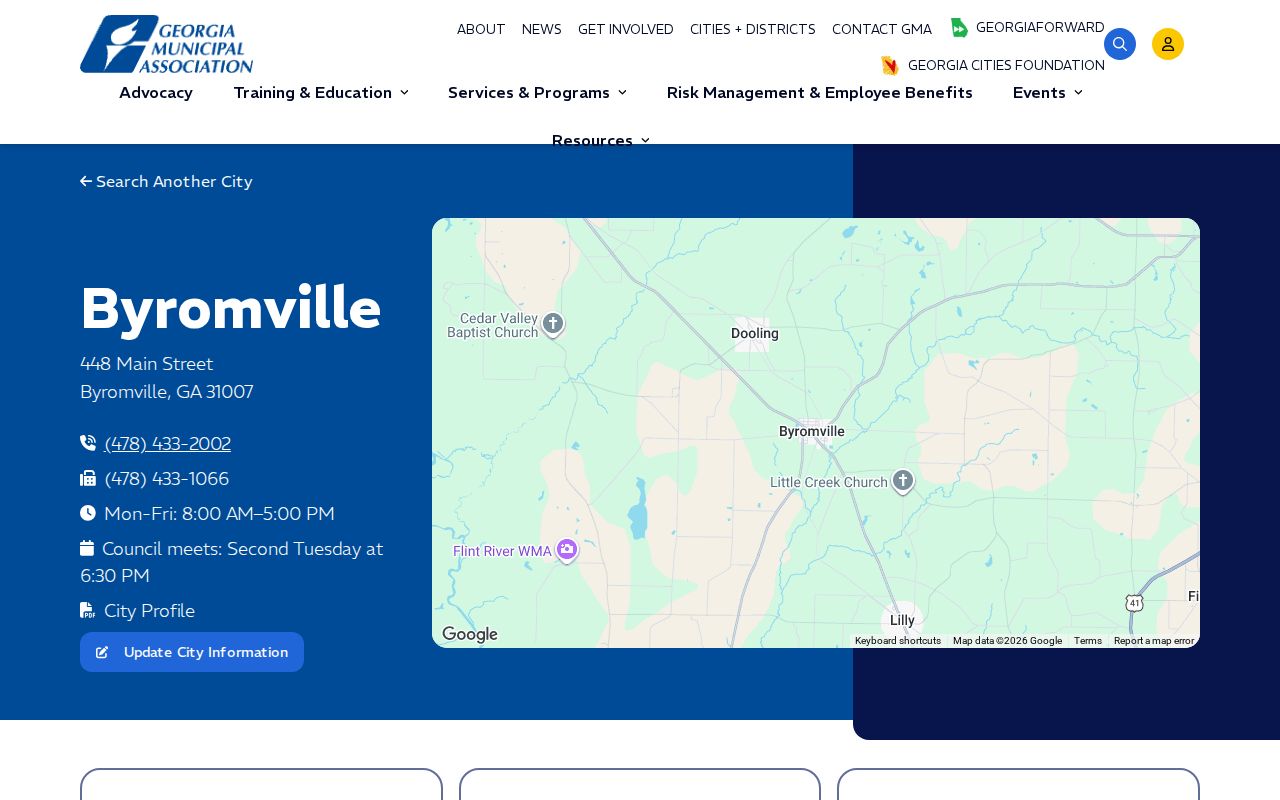 Byromville criminal records contact profile in the Georgia Municipal Association directory
